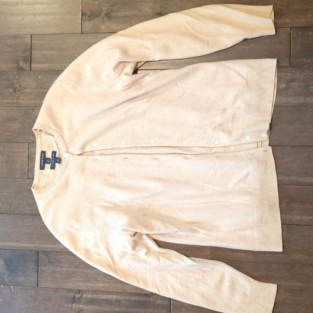 Lands' End, beige, cashmere cardigan set, L